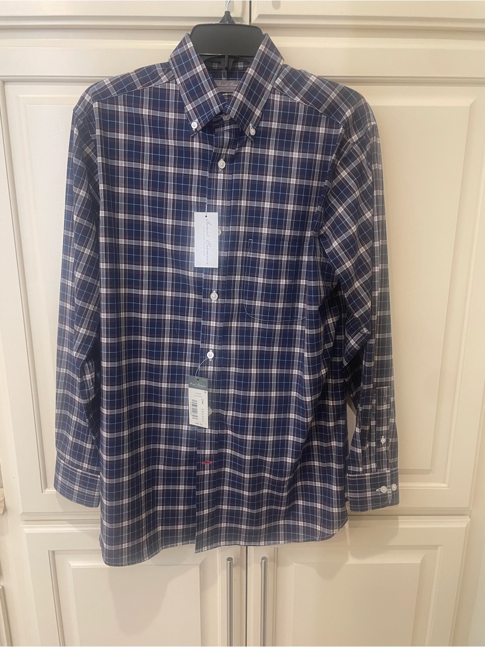 Daniel Cremieux Navy and White Plaid Button-Down Shirt